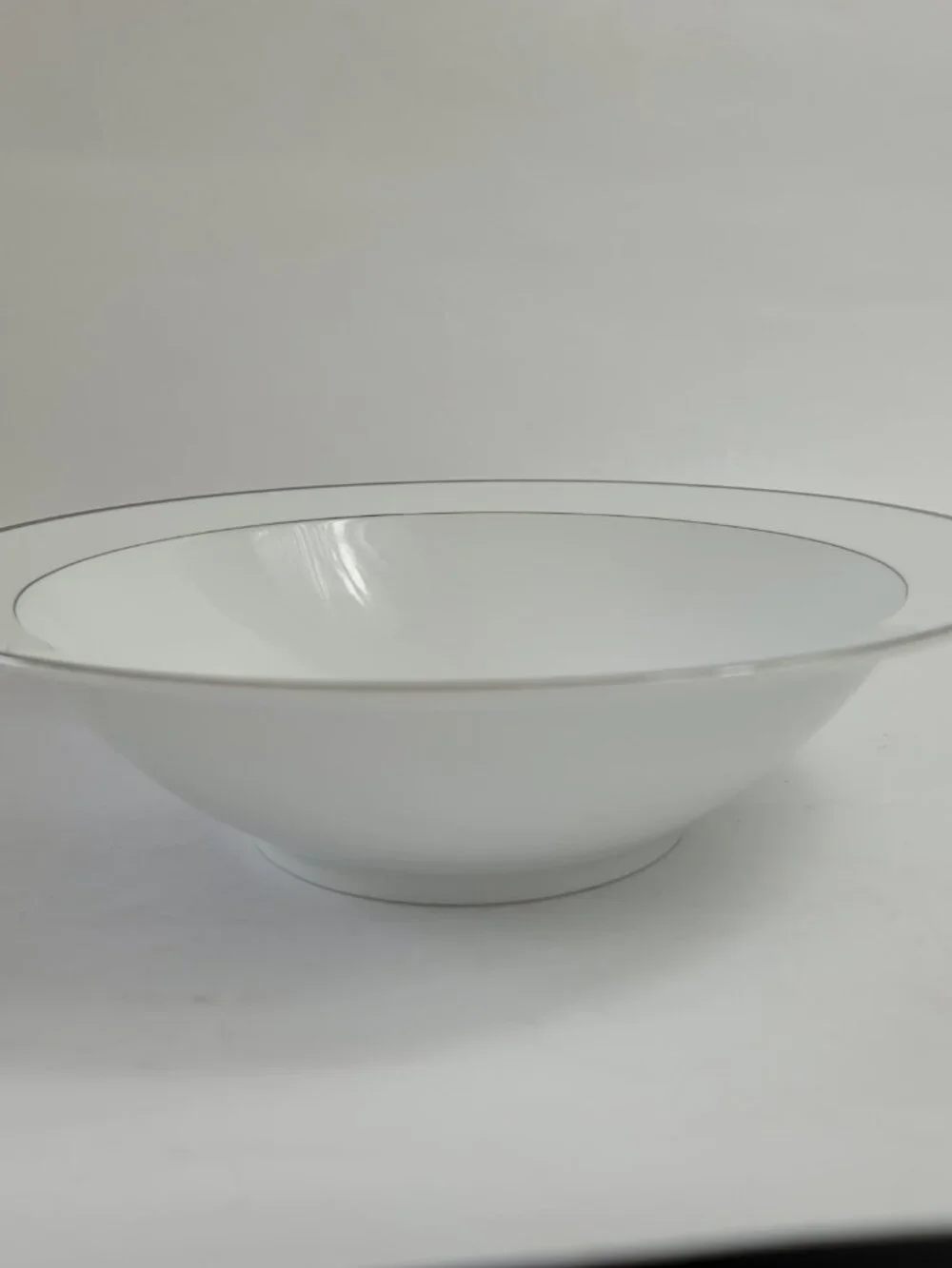 Style House Fine China Wedding Band Serving Bowl White Platinum Ring & Trim